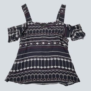 Anthropologie Sanctuary Zulu Bare Shoulder Top Navy Blue Small NEW